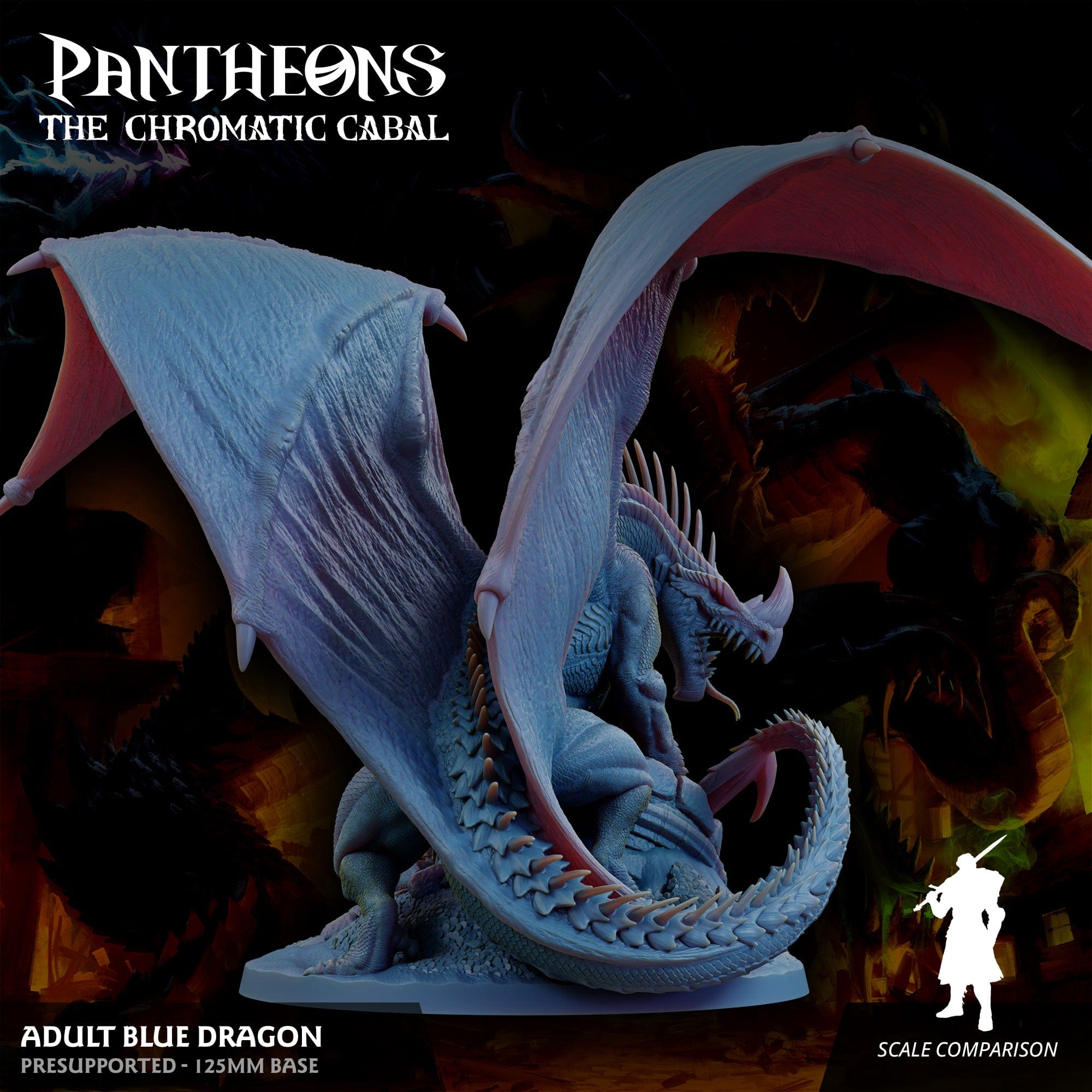 3D Printed Sordane Publishing Adult Blue Dragon Pantheons The Chromatic Cabal 28 32mm D&D