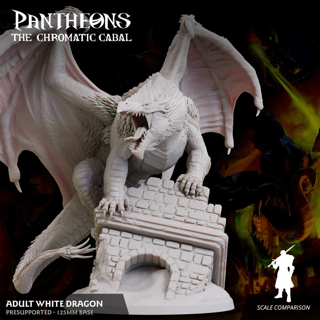 3D Printed Sordane Publishing Adult White Dragon Pantheons The Chromatic Cabal 28 32mm D&D