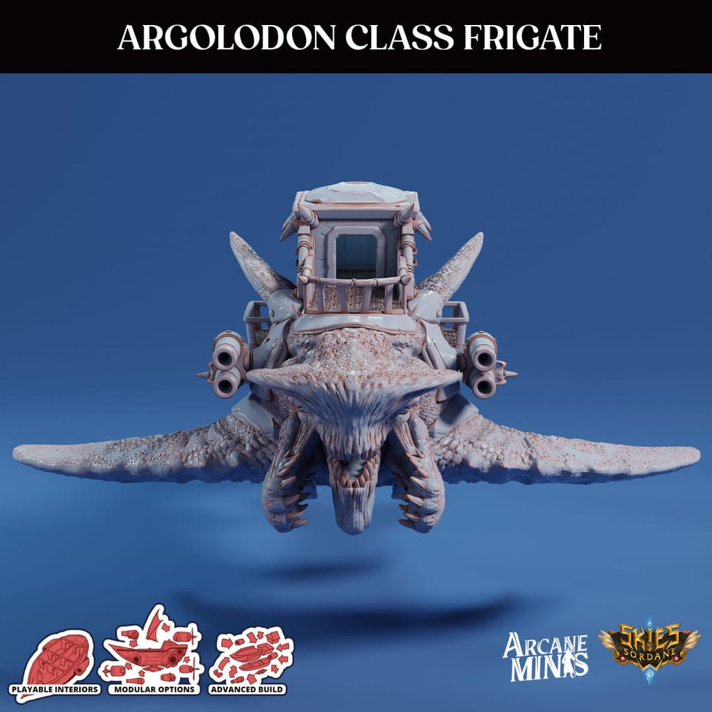 3D Printed Sordane Publishing Airship Argolodon Class Frigate MM (XYZ) 931 x 793 x 355 28 32mm D&D