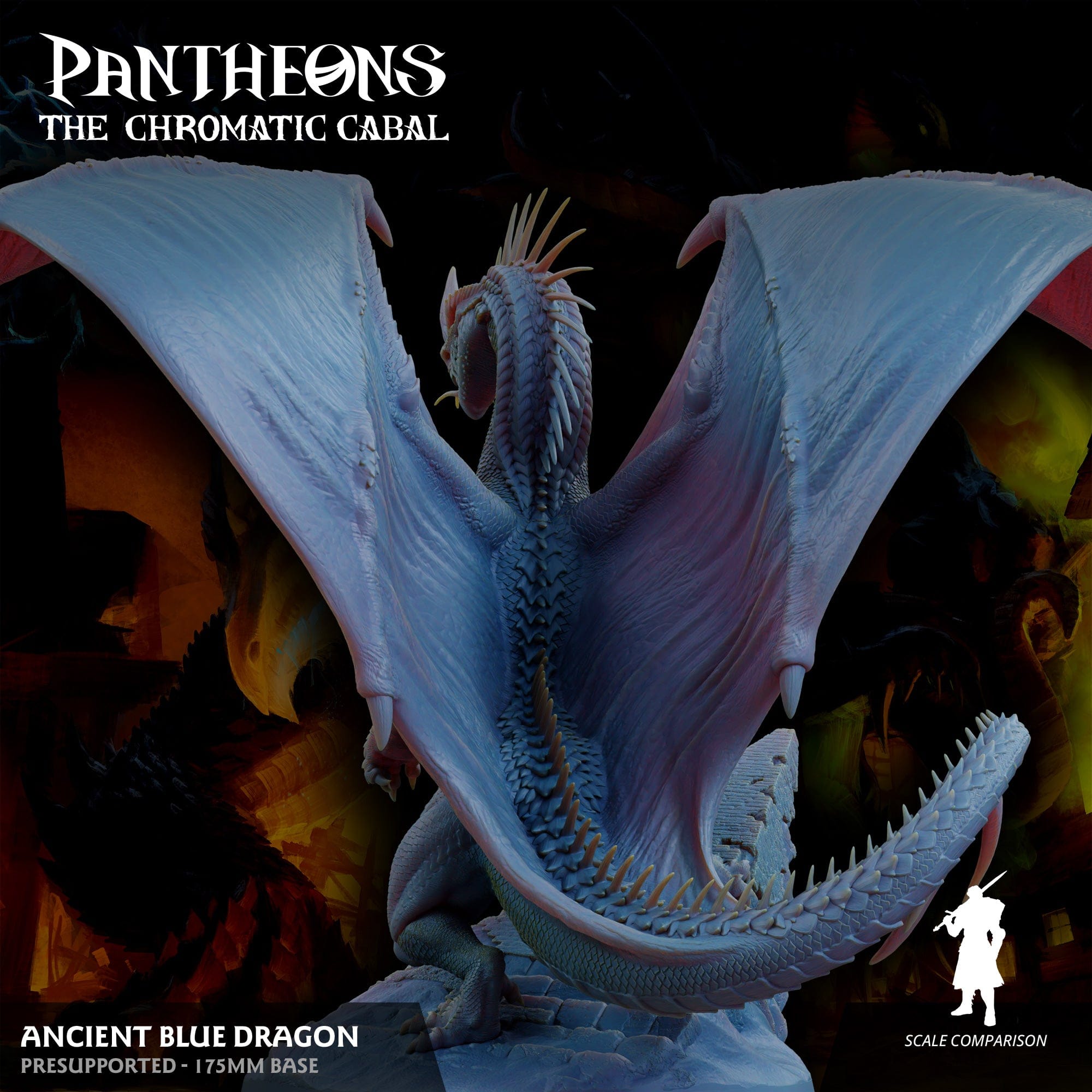 3D Printed Sordane Publishing Ancient Blue Dragon Pantheons The Chromatic Cabal 28 32mm D&D