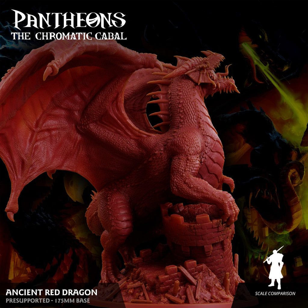 3D Printed Sordane Publishing Ancient Red Dragon Pantheons - The Chromatic Cabal 28mm 32mm D&D