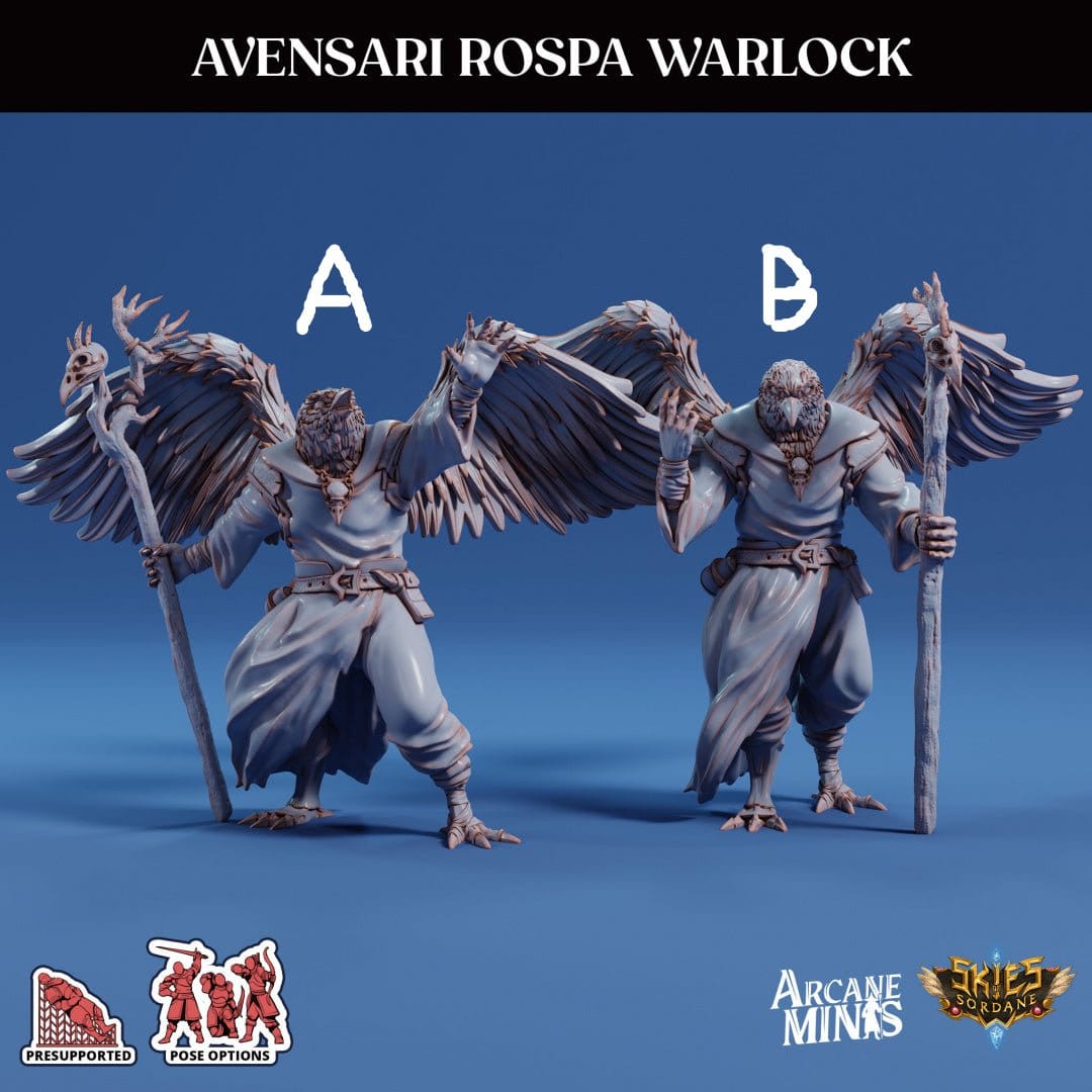 3D Printed Sordane Publishing Arcane Minis Avensari Rospa Warlock Mighty Skies A Sordane Stories Set 28 32mm D&D