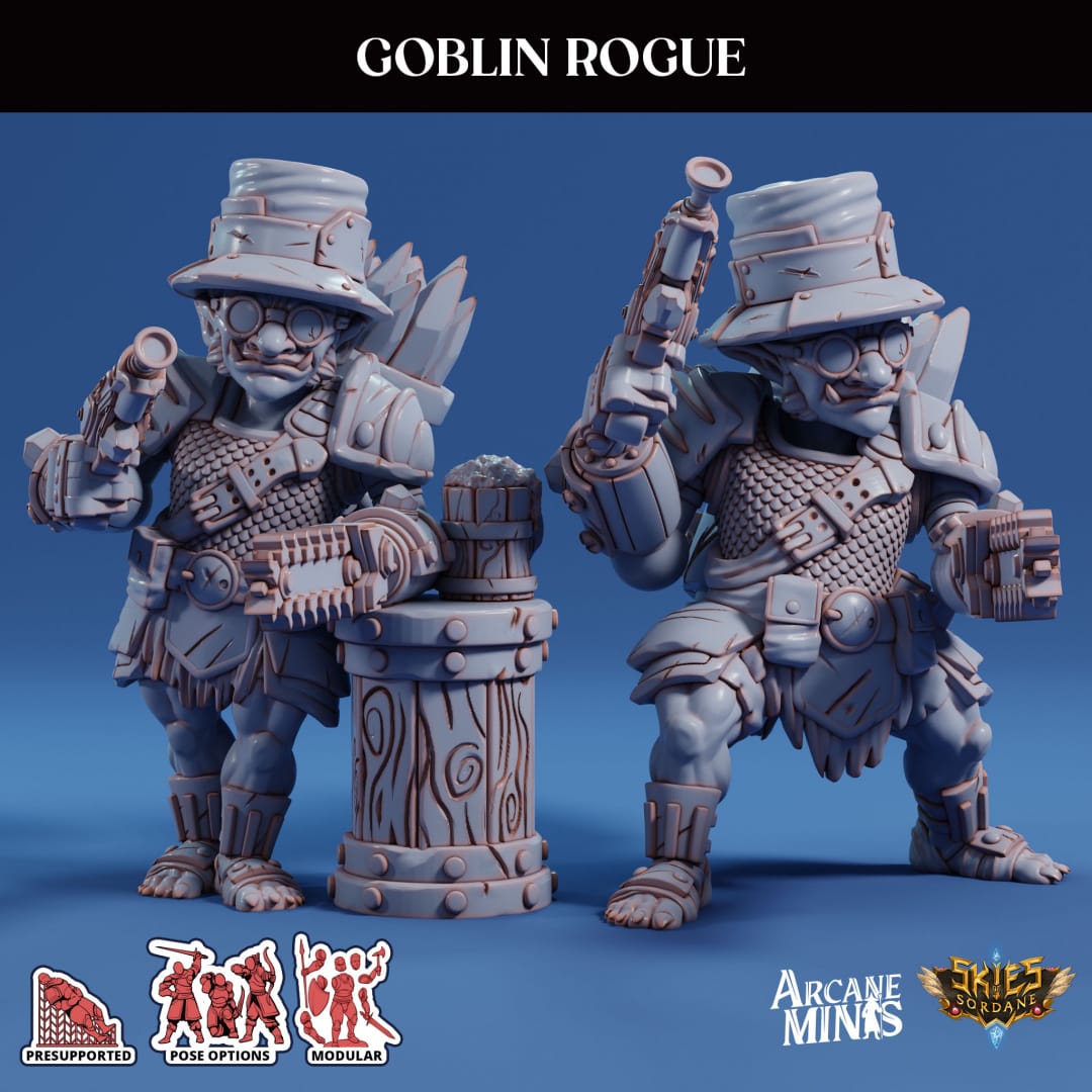 3D Printed Sordane Publishing Arcane Minis Goblin Rogue Scrapper Pirates Set 28 32mm D&D