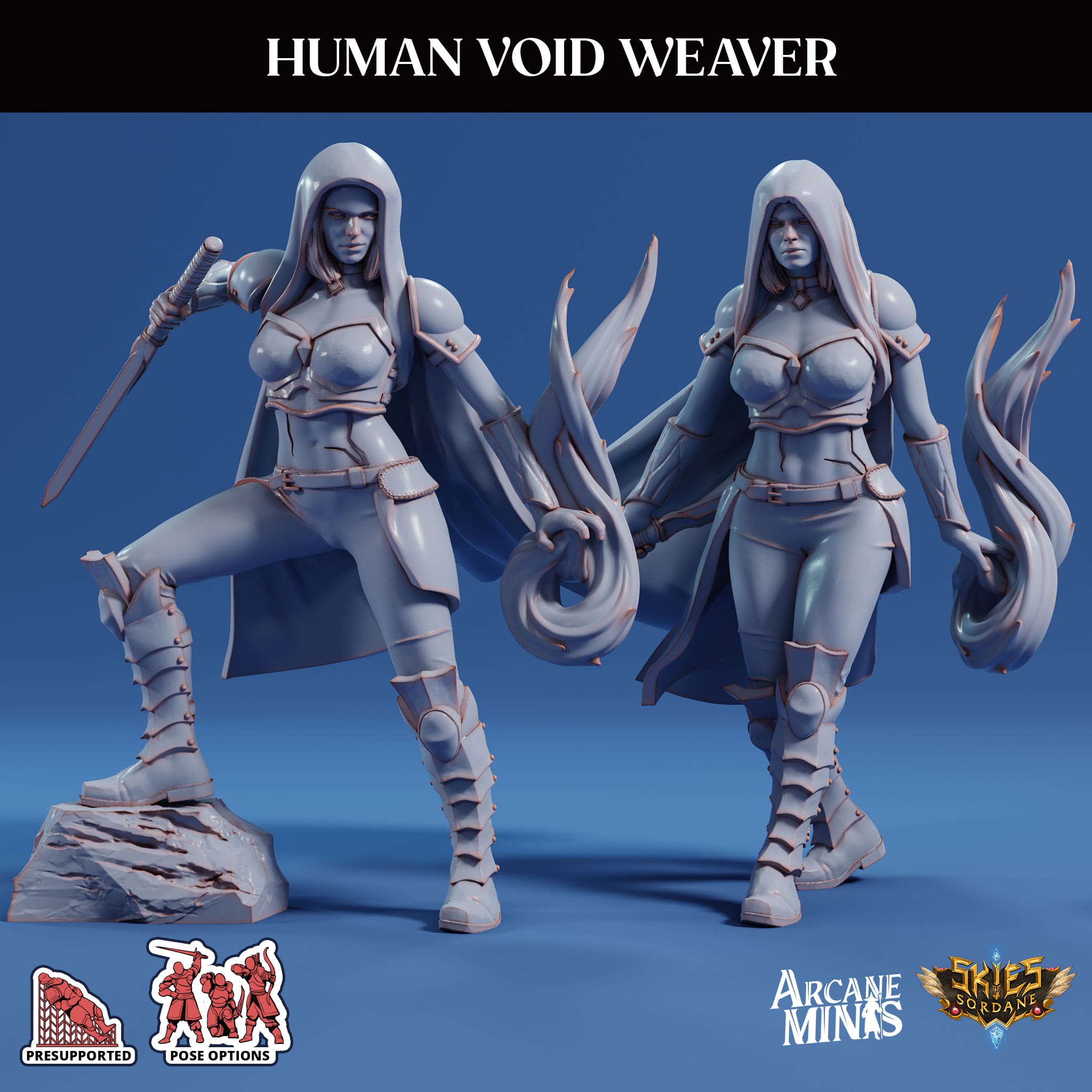 3D Printed Sordane Publishing Arcane Minis Human Void Weaver Swindler's Luck Part Two 28 32mm D&D