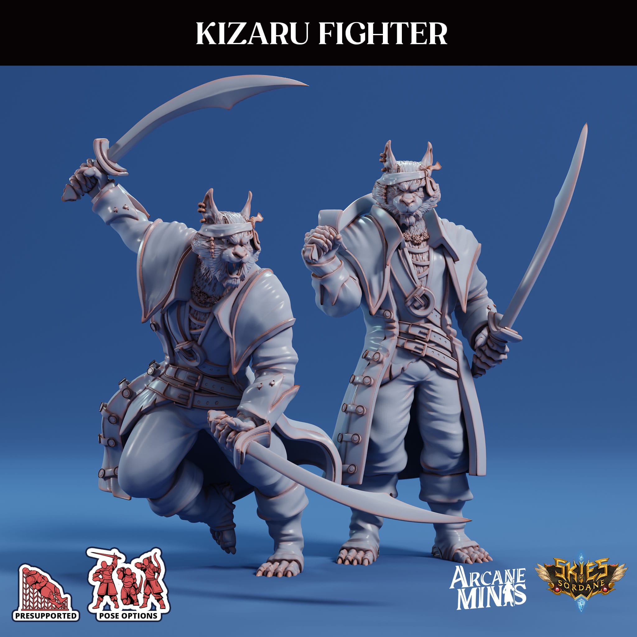 3D Printed Sordane Publishing Arcane Minis Kizaru Fighter Swindler's Luck Part Two 28 32mm D&D