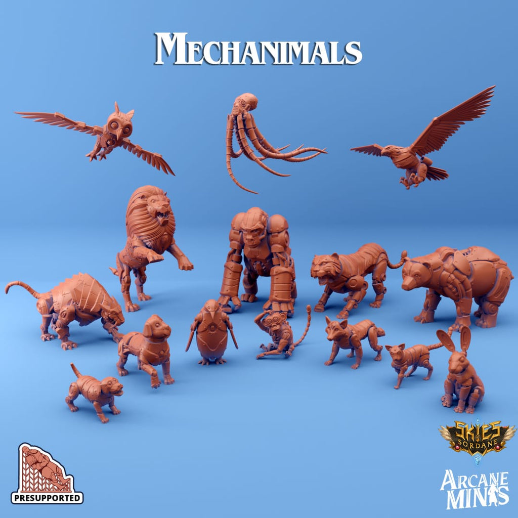 3D Printed Sordane Publishing Arcane Minis Mechanimals Set Mechanimal Bear 28 32mm D&D