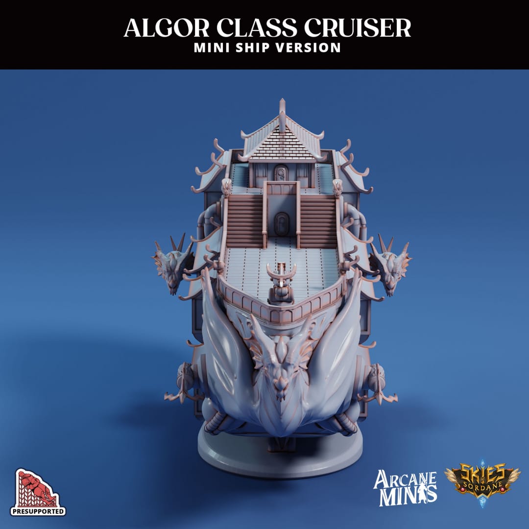3D Printed Sordane Publishing Arcane Minis Mini Ship - Algor Cruiser 28 32mm D&D