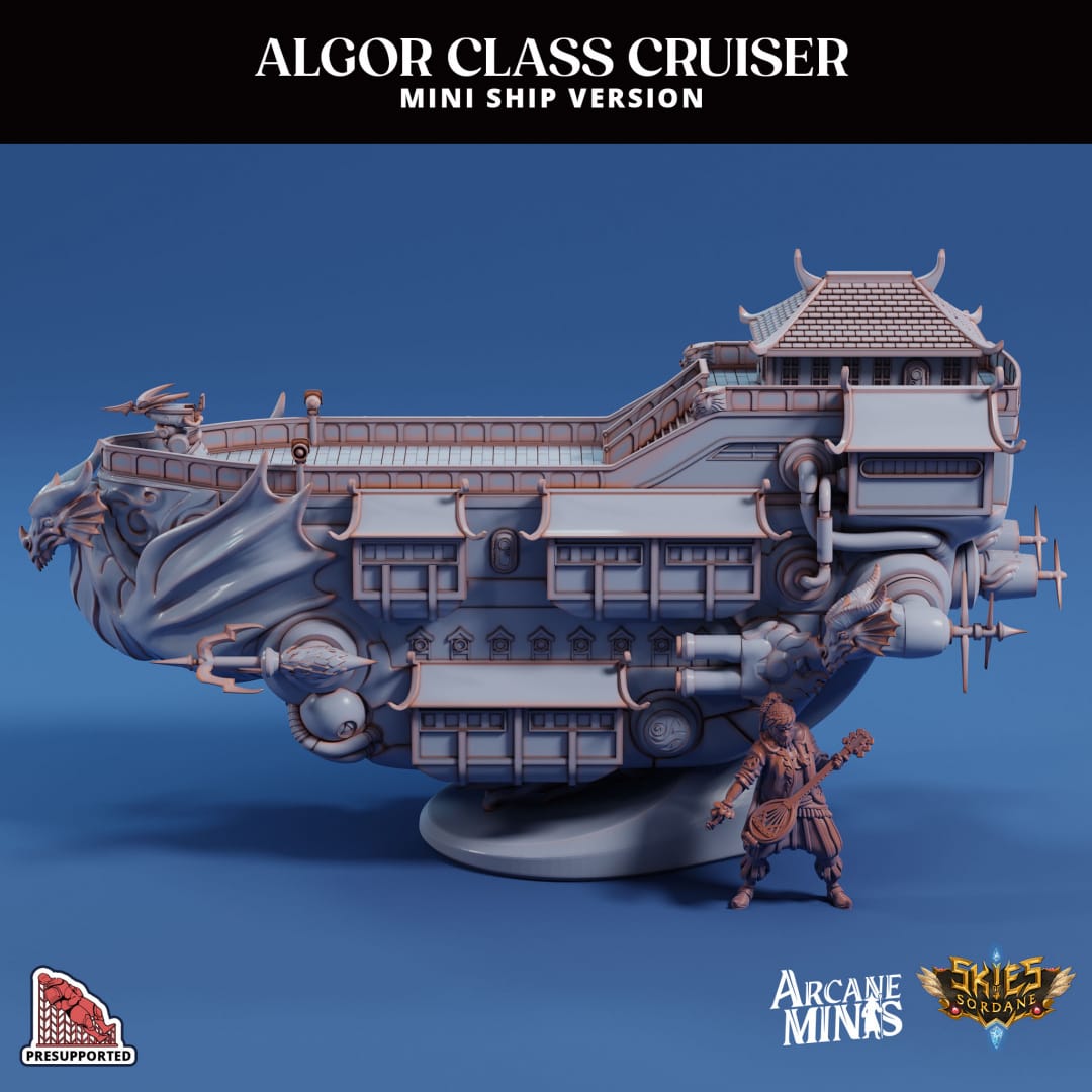 3D Printed Sordane Publishing Arcane Minis Mini Ship - Algor Cruiser 28 32mm D&D
