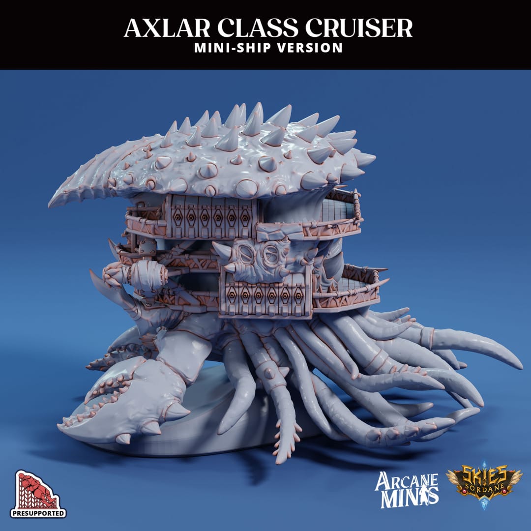 3D Printed Sordane Publishing Arcane Minis Mini Ship - Axlar Class Cruiser 28 32mm D&D