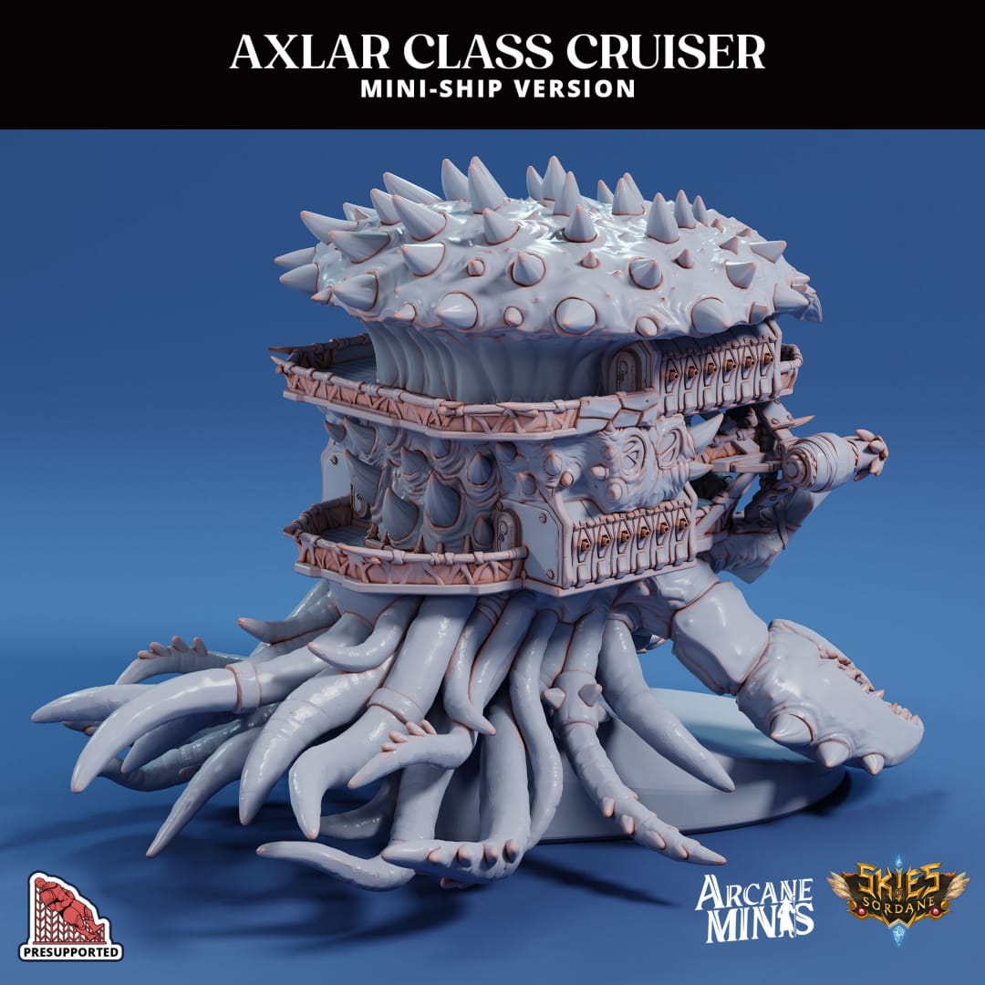 3D Printed Sordane Publishing Arcane Minis Mini Ship - Axlar Class Cruiser 28 32mm D&D
