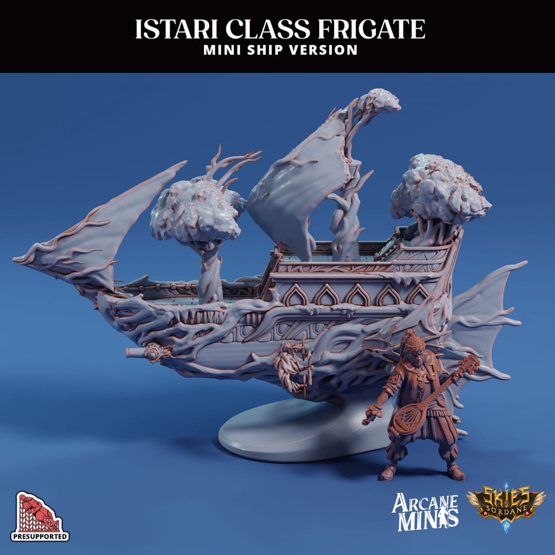 3D Printed Sordane Publishing Arcane Minis Mini Ship - Istari Frigate
