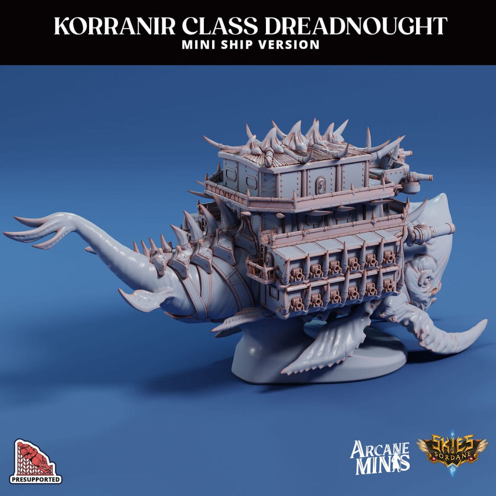 3D Printed Sordane Publishing Arcane Minis Mini Ship - Korranir Class Dreadnought 28 32mm D&D