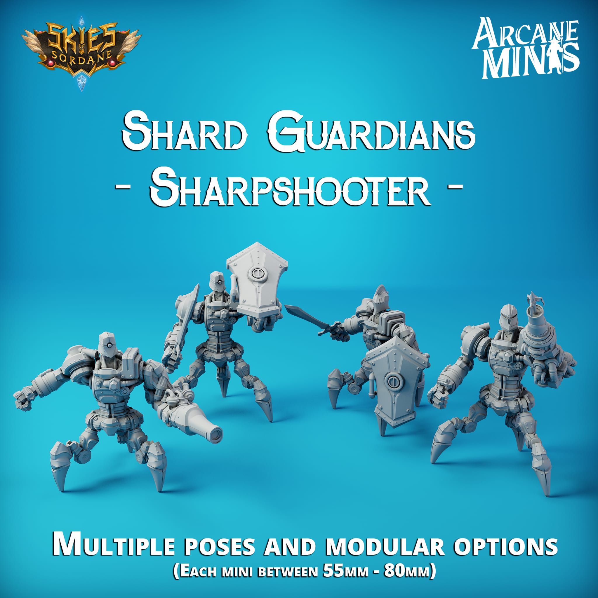 3D Printed Sordane Publishing Arcane Minis Shard Guardians Sharpshooter Set Shard Guardian Set 28 32mm D&D