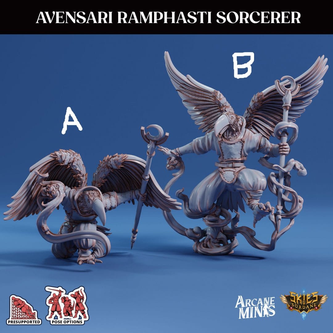 3D Printed Sordane Publishing Avensari Ramphasti Sorcerer Mighty Skies A Sordane Stories Set 28 32mm D&D