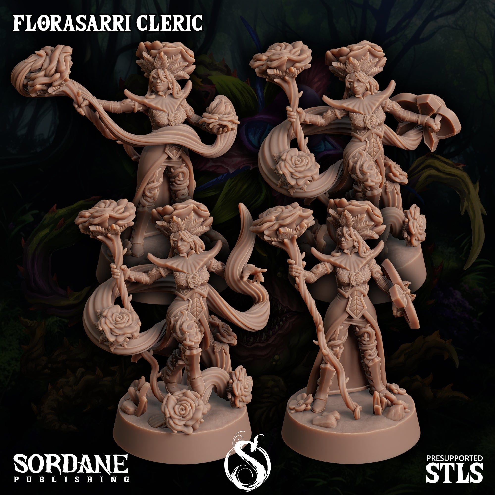 3D Printed Sordane Publishing Florasarri Cleric Cupid's Embrace Set 28 32mm D&D