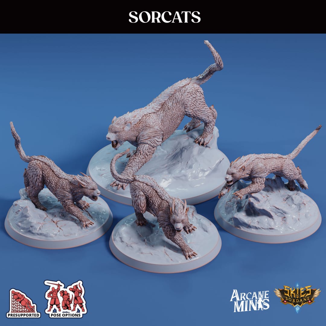 3D Printed Sordane Publishing Sorcats 28 32mm D&D