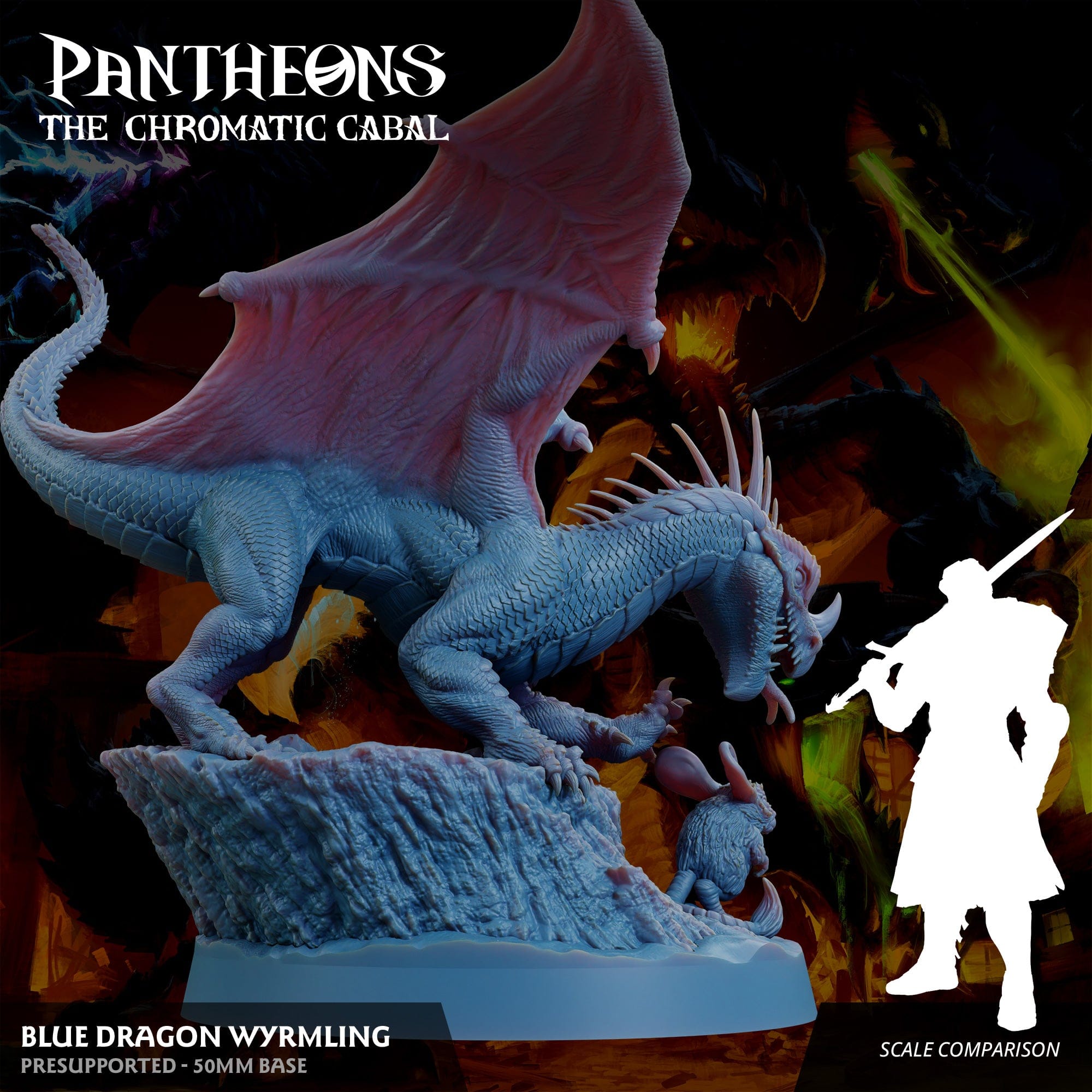 3D Printed Sordane Publishing Wyrmling Blue Dragon Pantheons - The Chromatic Cabal 28 32mm D&D