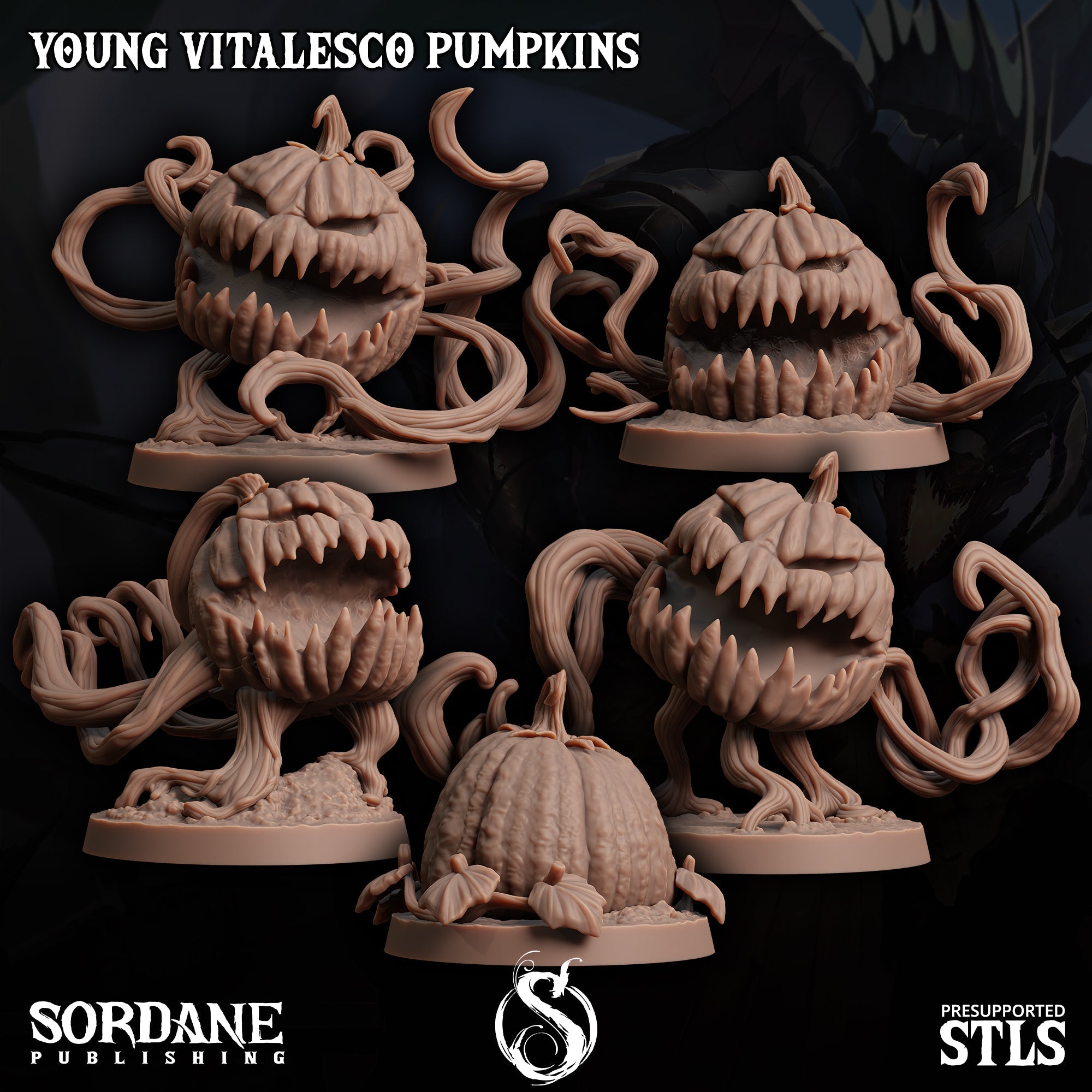 3D Printed Sordane Publishing Young Vitalesco Pumpkins 28 32mm D&D
