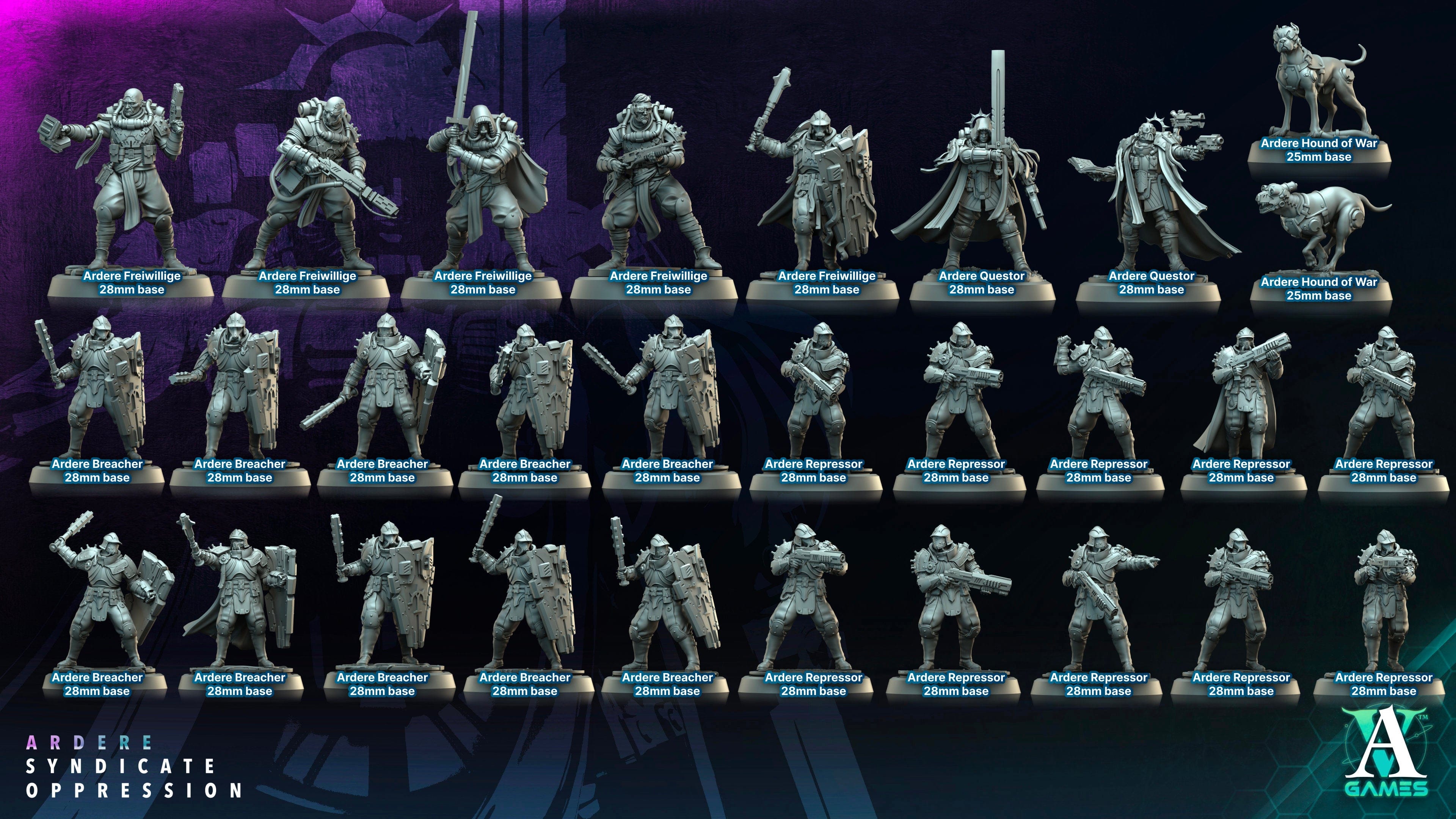 3D Printed Archvillain Games Ardere Questor Ardere - Syndicate Oppression 28 32mm D&D