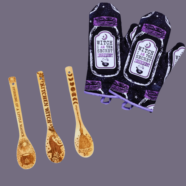 Kitchen Witch Oven Mitt Set – Witchy Baking Gift
