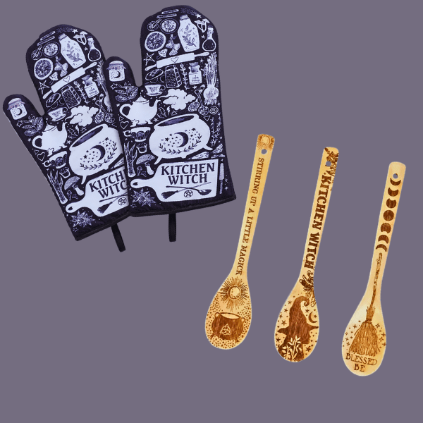 Kitchen Witch Oven Mitt Set – Witchy Baking Gift