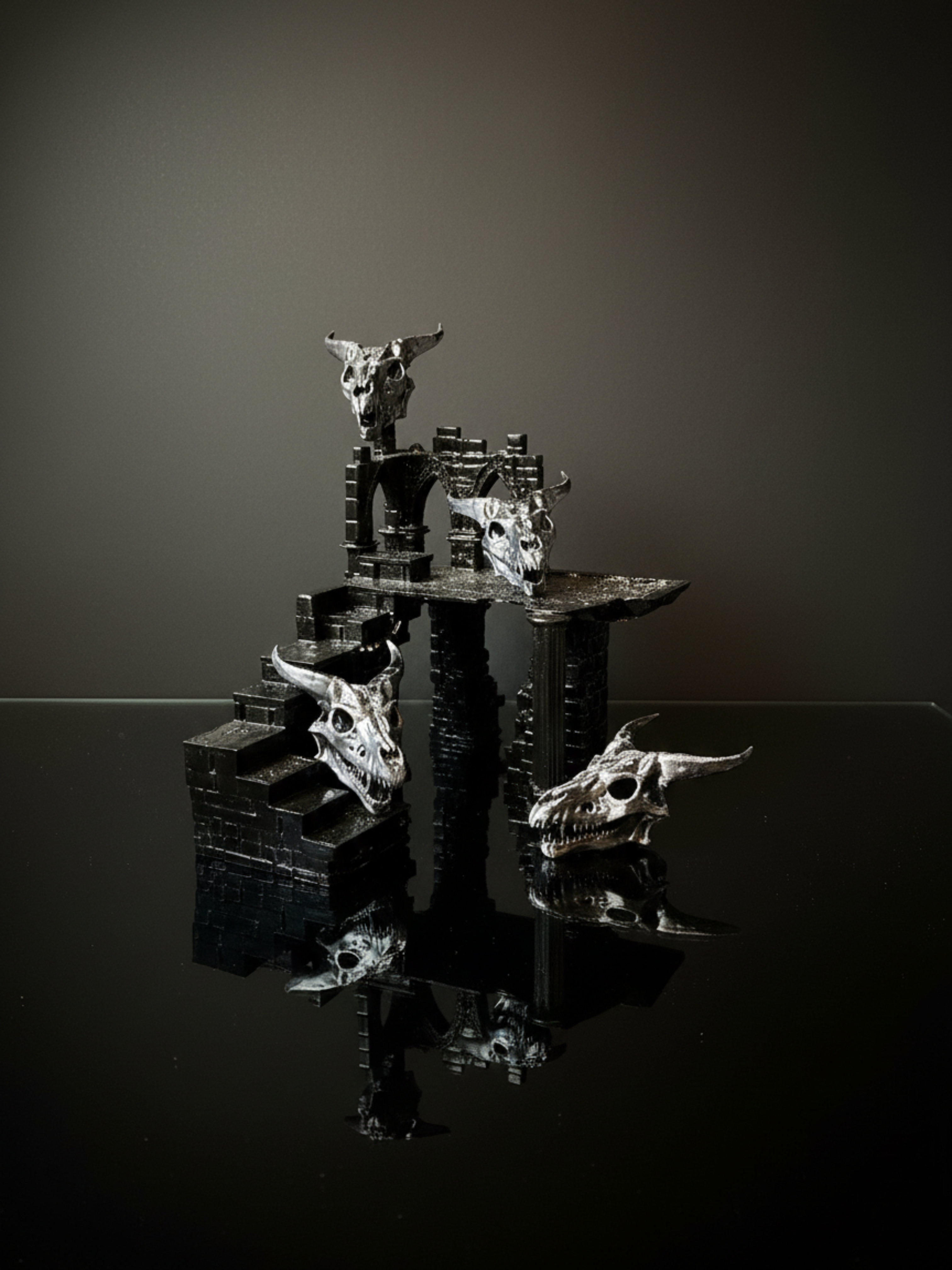 Dragon Skull & Castle Stand | 3D Printed Dragon Skull Display