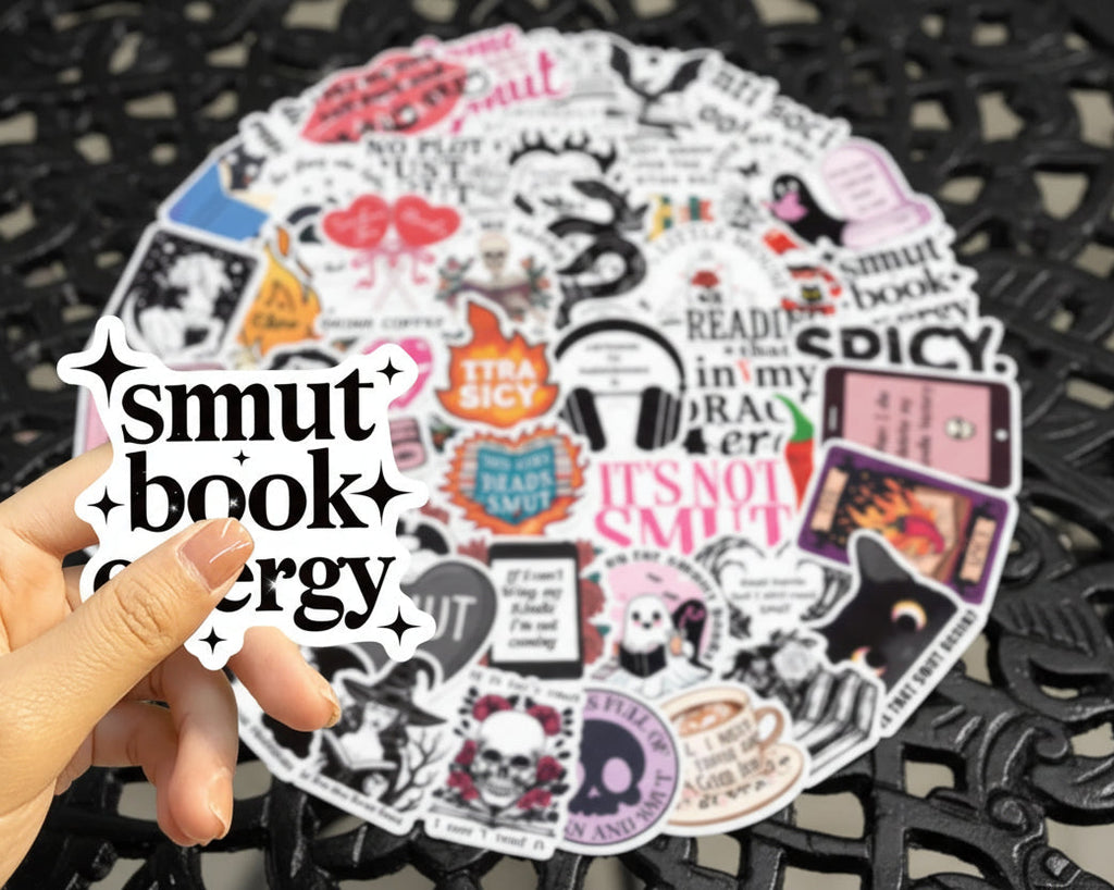 10-50 PCS Smutty Dark Romance Book Stickers for Kindle, Notebook, Bookish Reader Themed Sticker Pack Waterproof, Holographic (see bulk rate)